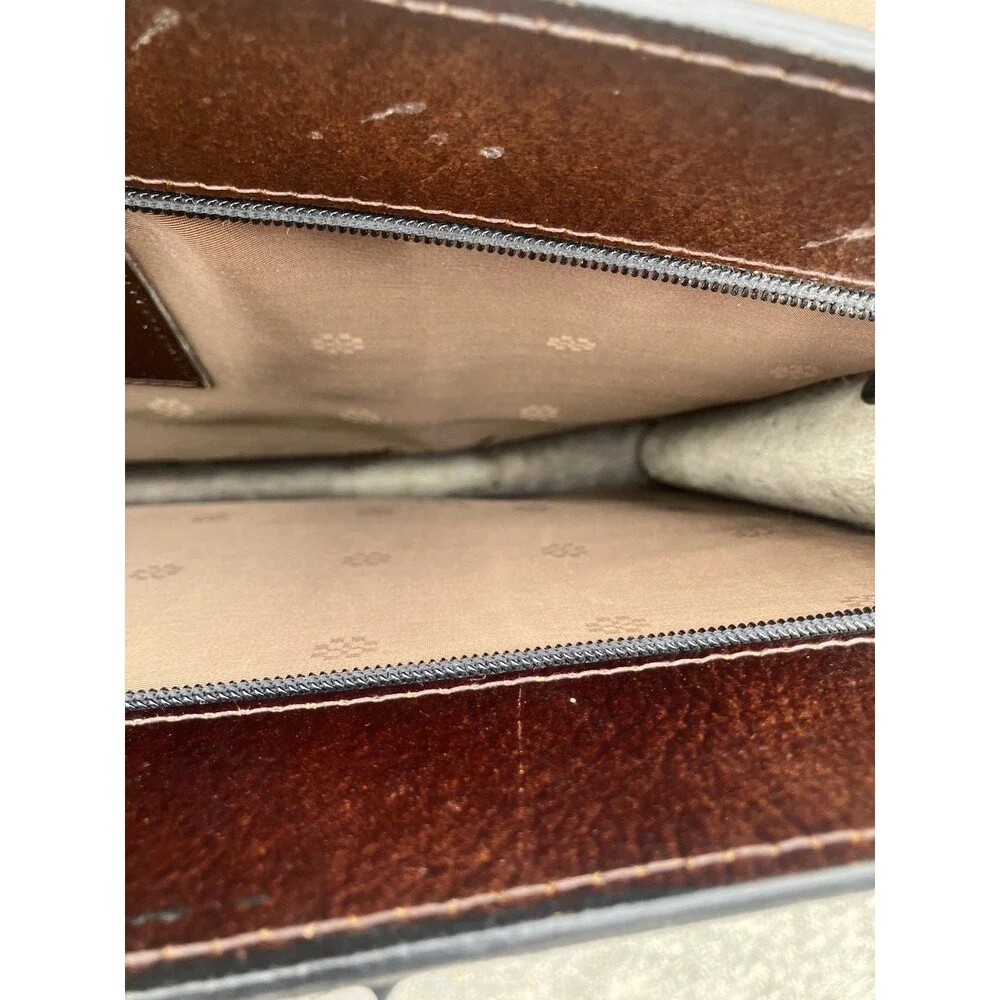 17”x11.5” VTG Brown Leather Briefcase 2 Handle Multiple Pockets Korea